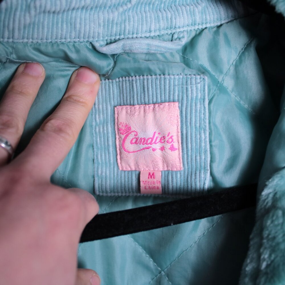 Candies Teal Corduroy Jacket with Rhinestone Buttons Kids Medium - Picture 3 of 16